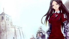 Knights armor Warriors schoolgirls buildings bows long hair 