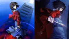 Knives anime girls short hair melty blood black hair kara no 