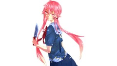Knives pink hair pink eyes school uniforms mirai nikki gasai 