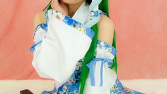 Kochiya sanae green hair touhou cosplay detached sleeves 