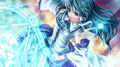 Kochiya sanae green hair touhou miko detached sleeves