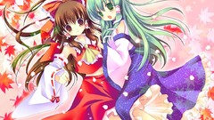Kochiya sanae hakurei reimu touhou miko video games detached 