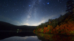 Lake autumn Stars sky