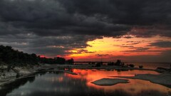 Lake clouds sunlight nature landscape dusk