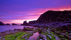 Lake sunset stone sky