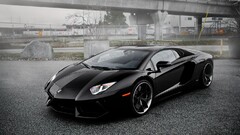 Lamborghini black cars vehicle Car Lamborghini-Aventador urban