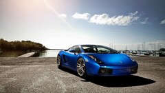 lamborghini gallardo Car blue cars vehicle clouds Lamborghini