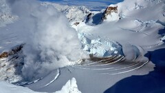 landscape Alaska snow vapor volcano eruption