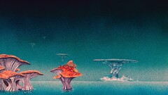 landscape artwork fantasy art mushroom Sea water fish Roger Dean