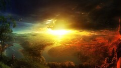 landscape artwork fantasy art sunlight digital art