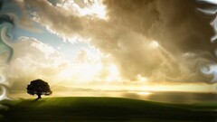 landscape asian collage digital art nature Trees sky grass