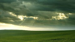 landscape clouds grass sun rays sky outdoors field