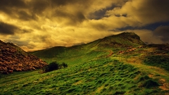 landscape digital art clouds nature hills sky