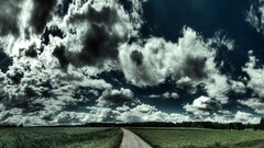 landscape digital art sky clouds field road hdr outdoors