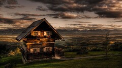 landscape hdr House clouds sky outdoors hills cottage cabin