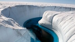 landscape ice snow river canyon nature water blue Greenland