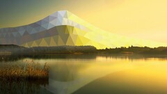 landscape Lake sunlight low poly Mountains digital art sky water