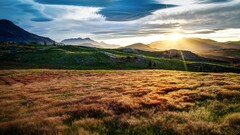 landscape Mountains sky clouds Trees hdr sunlight nature field