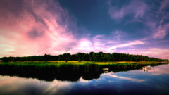landscape nature pink clouds water