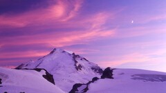landscape nature sky moon Mountains snow snowy peak purple sky