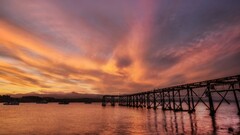landscape New Zealand water clouds boat sky pier sunlight sunset