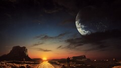 landscape planet artwork moon space art Space nature digital art