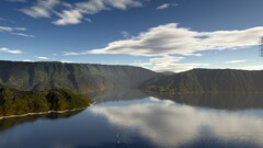 landscape reflection boat sky nature clouds