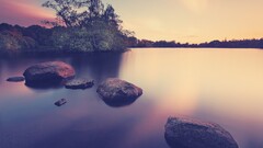 landscape rock water Lake Trees nature long exposure sky Plants
