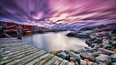 landscape sky clouds stones sweden outdoors Lake long exposure