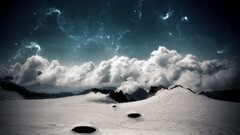 landscape space art Space Stars Mountains sky winter snow ice