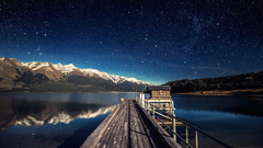 landscape Stars Mountains water night Lake nature horizon 500px