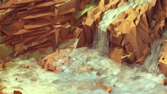 Landscapes abstract waterfalls rocks 3d artwork digital art low 