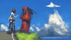 Landscapes Aircraft Anime drawings coca-cola anime girls 