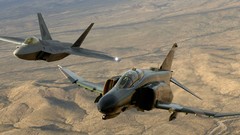 Landscapes Aircraft deserts F-22 Raptor F-4 Phantom II