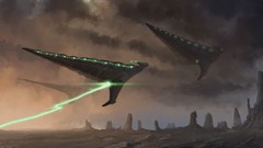 Landscapes Aliens spaceships artwork fantasy art futuristic