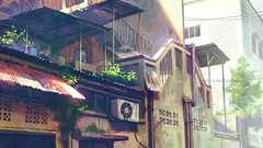 Landscapes back alley drawings anime girls cityscapes digital 