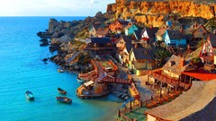 Landscapes bay Popeye malta Villages mediterranean anchors
