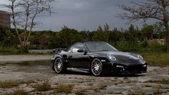 Landscapes black cars Porsche