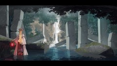 Landscapes blondes long hair anime girls touhou yakumo yukari 