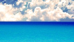 Landscapes blue clouds ocean white widescreen