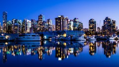 Landscapes Boats Canada City Lights vancouver reflections 