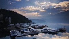 Landscapes Boats reflections piers