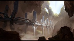 Landscapes Bridges science fiction halo artwork digital art 