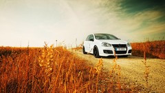 Landscapes cars fields Volkswagen Golf German cars front angle 