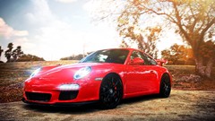 Landscapes cars Porsche red cars