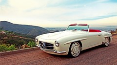 Landscapes cars roads Mercedes-Benz classic cars white cars