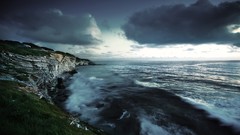 Landscapes cliffs evening Sea