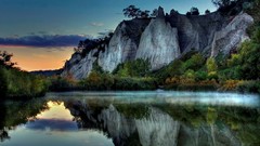 Landscapes cliffs lakes reflections
