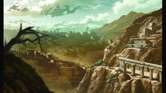 Landscapes clouds Anime ruins buildings artwork