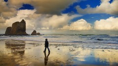 Landscapes clouds Beaches walking